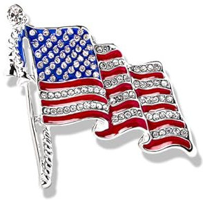 Brosche mit Strasssteinen und USA-Flagge, silberfarben, modischer Kristall, 4. Juli, amerikanische patriotische Medaille, blau-rote Emaille, Brosche, Kleid, Zubehör, Veteranen, Unabhängigkeit,