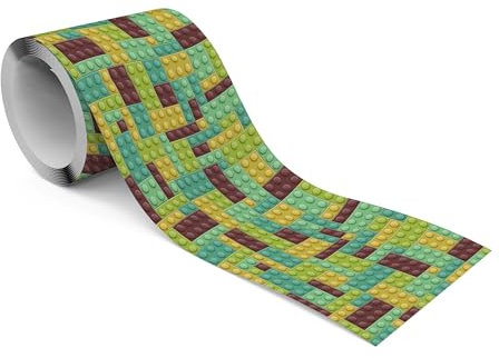 Muralo - Selbstklebende Bordüre - Tapetenbordüre Wandbördure - Dekorative Wandtatto für Wände, Möbel, Decken, Tapeten, Wandverkleidungen, Türen - Grüne Bausteine - Br.10cm x Hö.300cm