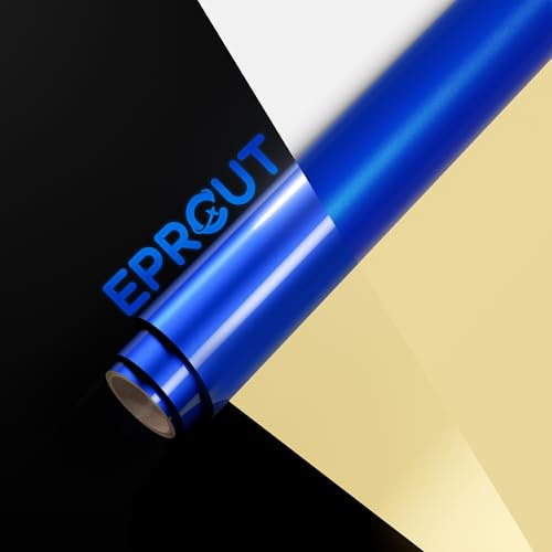 EPRCUT Vinylfolie Plotter, Reflektierend Plotterfolie Vinyl Rolle Blau Glänzende, 30,5 x 122cm Selbstklebende Wasserdicht Permanentes Dauerhaften Folie für Cricut, DIY, Party, Zeichen