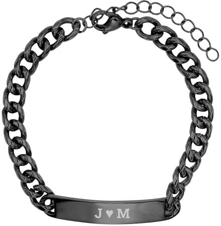 Heideman Armschmuck mit Gravur personalisiert mit Texten - Edelstahl Armband in schwarz - Pärchen Armband mit Text - Partner Armbänder für Frauen - Bis zu 25 Zeichen