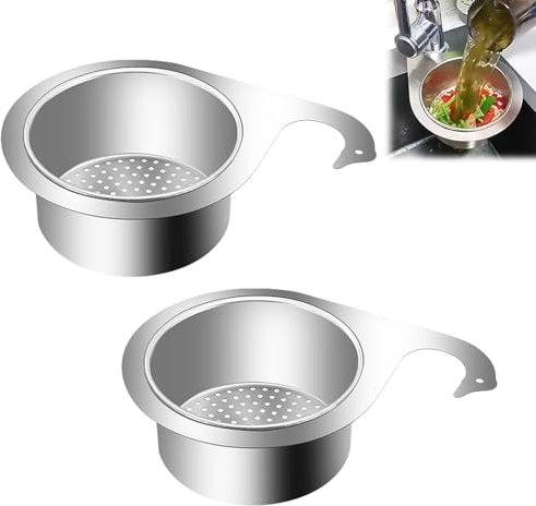 2pcs Cesta de Drenaje de Cisne de Acero Inoxidable,Cesta de Filtro Colgante for Grifo,Filtro Fregadero Esquina Cocina Cisne,Para Escurrir Pasta Cocida, Lavar Verduras, Frutas, Arroz