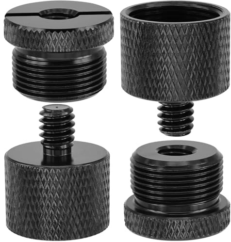4 Pack Microphone Stand Screw Adapter,BENACES 2 Pcs 1/4 Male to 5/8 Female Thread Converter + 2 Pcs 1/4 Female to 5/8 Male Mic Bracket Mount Screw,Mic Stand Connector for Mic Stands,Camera