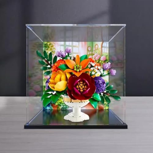 Transparent Acrylic Display Case for Lego 10345 Flower beds Model ，Clear Box,Storage Box,Display Box,Compatible with 10345 Model. (Display Box only) (Black Backspray)