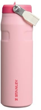 Stanley Flip Straw 2.0 Trinkflasche mit Strohhalm 0.7L - Thermobecher Kühlt 12 Stunden - 3 Tage Eisgekühlt - BPA-frei - Auslaufsicher - Für Getränkehalter - Spülmaschinenfest - Strawberry Cream