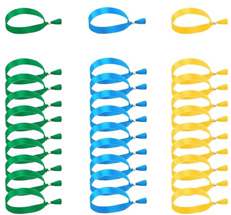 XCSJ 30 Stück 3 Farben Stoff Armbänder, Verstellbare Stoff Einlassbändchen, Event Armbänder mit Kunststoffverschlüssen, Eintrittsbänder Einlassbänder für Events, Partys, Konzerte