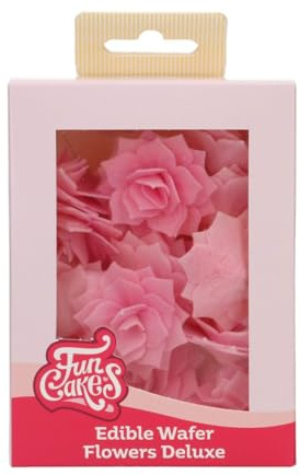 FunCakes Rose Rosalia Rosa Mittel, Essbare Blumen für Torte, Kuchen und Cupcakes Dekoration, Edible Wafer Flowers Deluxe - pk/15
