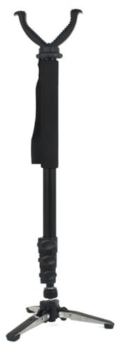 Trípode Táctico de Caza, Soporte con Trípode Disparo Altura Ajustable, Horquilla giratoria 360 y Cabeza de Soporte en V-Yoke rayaduras para Actividades al Aire Libre-Black