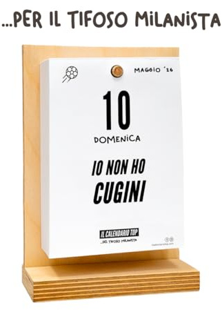 Der Kalender des Milanistenfans 2026 | Ein Jahr der Emotionen Erinnerungen und Anekdoten | mit Holzständer | In Geschenkbox | 10 x 14 cm | Made in Italy