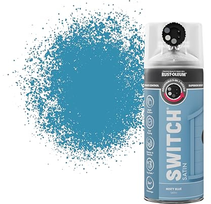 Rust-Oleum Switch 5 in 1 Nozzle Multi Surface Topcoat Decorative Spray Paint Aerosol 400ml Misty Blue Satin Finish