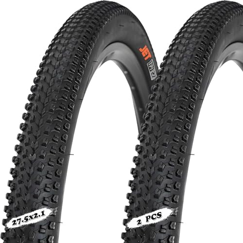 2 Uds. 27,5x2,10 Neumático de Bicicleta, Neumático de Montaña 27,5-2,10 Resistente a Pinchazos Diseño de Bloques Goma Duradera 27,5 2,10 27 TPI 40–65 PSI para Camino y Uso Diario