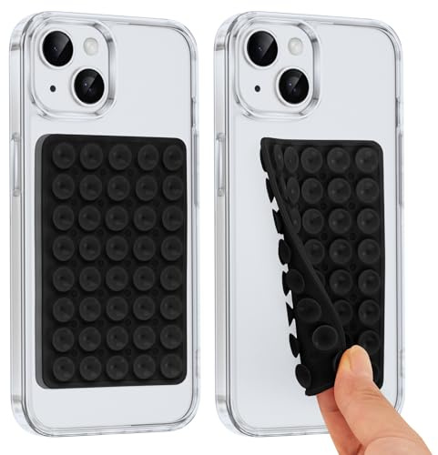 Knrlqim 2 Ventosa per Telefono,Ventose in silicone supporto quadrato, Compatibile con Tutti i Modelli,Porta Smartphone Antiscivolo per Selfie e Video,Hands-Free, Accessori Telefono(Nero)