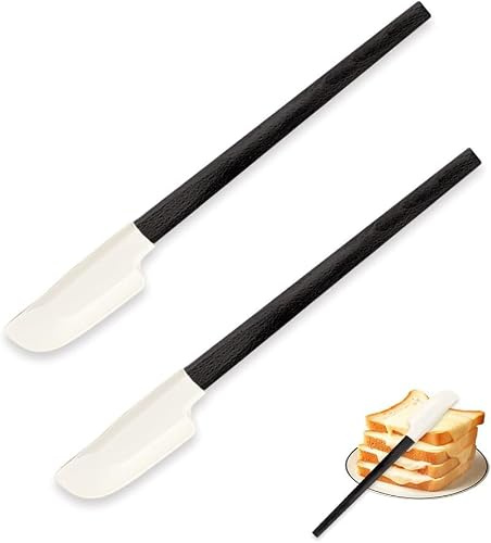 2 Pièces Spatule Silicone, Maryse Patisserie et Cuisine, Pour Bocaux Petits et Préparations Délicates, Manche Bois 23 cm Noir