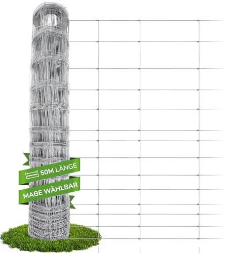 Panorama24 50m Wildzaun Forstzaun Weidezaun Drahtzaun Knotengeflecht 150/13/15 inkl. 10m GRATIS Spanndraht