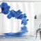 ABAKUHAUS Blau Duschvorhang, Orchideen-Braut, Stoffliches Gewebe Badezimmerdekorationsset mit Haken, 175 x 200 cm, Violett Blau Weiß