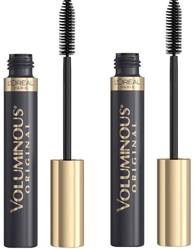 L’Oreal Paris Makeup Voluminous original Volume Building Mascara, Black Brown, 2 count