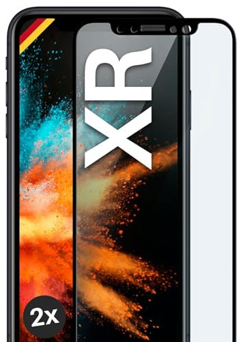 moex Film de protection d'écran complet compatible avec Apple iPhone XR – Film de protection d'écran sans bordure, film de protection incurvé 3D, transparent, 2 x noir