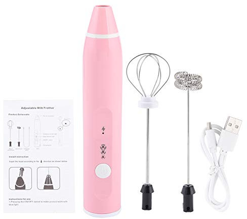 Montalatte ricaricabile Montalatte Miscelatore elettrico per caffè Frullino per le uova portatile Utensili da per la casa(Rosa)