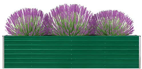 Tidyard Garten-Hochbeet Gartenpflanzen Metallbeet Gartenbeet Frühbeet Pflanzkasten Pflanzkübel Blumenkasten Blumenkübel Pflanztopf für Terrasse & Garten Verzinkter Stahl 320 x 40 x 77 cm Grün