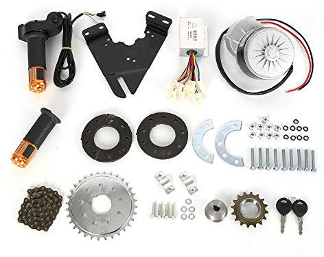 Fetcoi 250W E-Bike Umbausatz Elektrofahrräder Kit Elektro-Umbausatz Daumen-Kit Bürstenmotor mit Freilauf für Common Fahrrad Linkskettenantrieb 24V