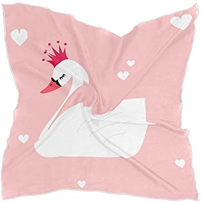 linomo Damen Chiffon Seide Schal Süß Weiß Schwan Quadrat Schal Wickel Seidenschal