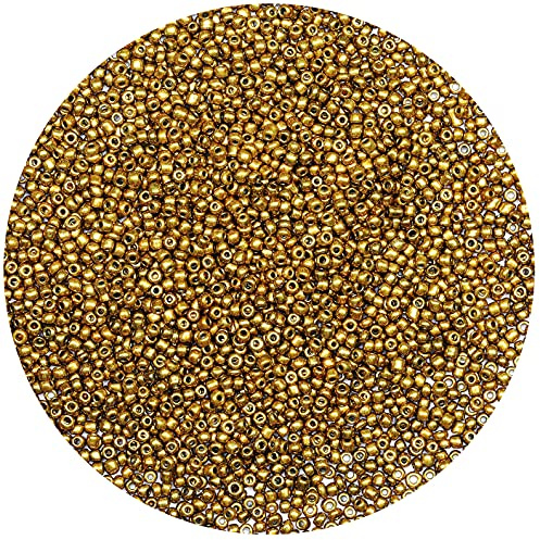 Bulk 2mm Golden Seed Beads for Jewelry Making 110 Grams About 9800pcs,12/0 Glass Craft Beads for Making Earrings, Bracelets, Pendants, Waist Jewelry, DIY Handmade(Golden)