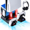 NexiGo PS5 Ständer mit Headset-Halter und Netzteil, für PS5 Disc & Digital Edition Dual Controller Ladestation, Vertikaler Standfuß mit Kühlung, 10 Game Rack Organizer, Schwarz