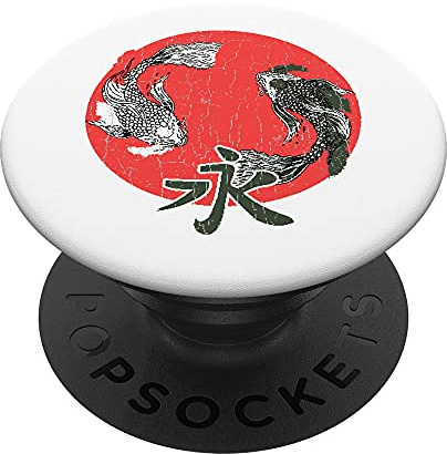 Japanischer Koi-Karpfenfisch, Yin Yang, lustige Grafik. PopSockets mit austauschbarem PopGrip