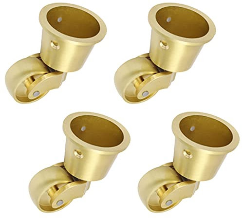 Sofa legs 4X Lenkrollen Möbelrollen,Rollen aus Massivem Messing mit 32 mm Räder,Schwenkrollen für Möbel,Transportrollen,Antik-Vintage-Effekt,Cup-Stil,Tragkraft 150kg,mit Schraube,Gold