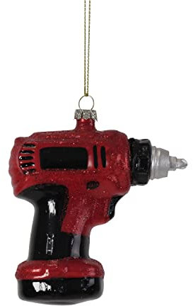 Werner Voß GmbH Christbaumschmuck Akkubohrer Rot Glas Weihnachtsdeko Baumanhänger Geschenk 10cm