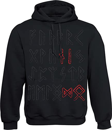 Baddery Wikinger Pullover Herren : Odin Runen - Vikings Kapuzenpullover - Geschenke für Männer (L)