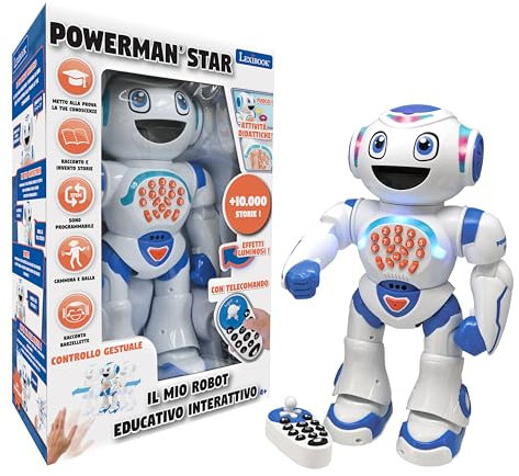 Lexibook, Powerman Star, Robot giocattolo parlante che cammina telecomandato STEM programmabile per bambini 4+, ROB85IT