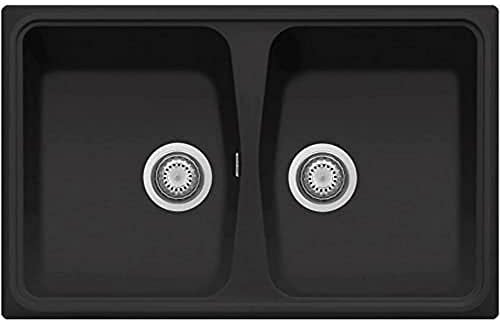 Plados Lavello in quarzo da cucina incasso SP0792 due vasche - Nero Matt