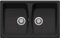 Plados Fregadero de cuarzo de cocina empotrable SP0792 dos cubetas, negro mate