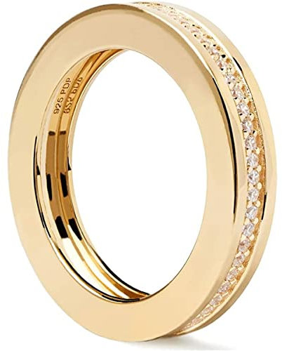 PdPaola Damen-Damenring 925er Silber Zirkonia 56 Gold 32020771