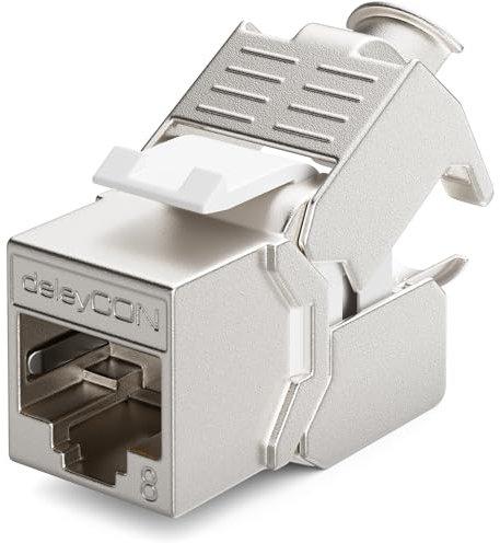 deleyCON CAT 8 Module Jack Keystone - Câble de Brassage Réseau Optimal pour CAT8 CAT7 CAT7a - Connecteur Blindé STP Prise RJ45 - Panneau de Brassage Support Keystone