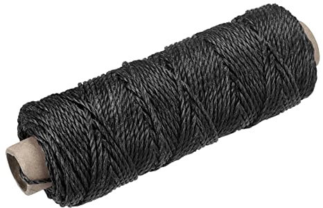 sourcing map Twisted Mason Line Nylon Twine String Cord Black 50M/164 Feet 2MM Dia for Netting, Landscaping, Home Improvement, DIY Projects, Crafting, Masonry, Gardening