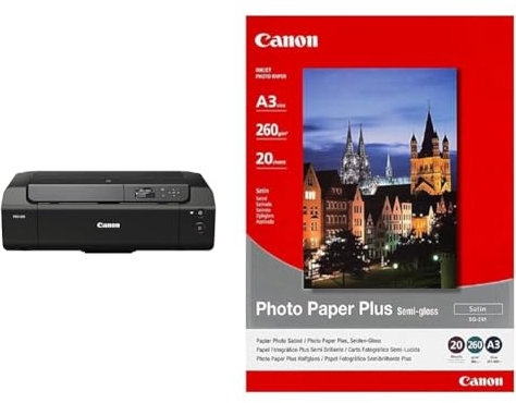 Canon PIXMA PRO-200 Farbtintenstrahldrucker Fotodrucker DIN A3+, grau & Fotopapier SG-201 Plus Seidenglanz - DIN A3 20 Blatt für Tintenstrahldrucker – PIXMA Drucker