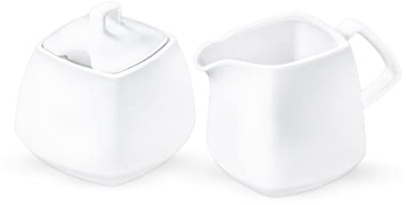 Wilmax - Latte e zuccheriera OLIVIA - Senza tempo - Elegante - Colore universale - Resistente ai graffi - Porcellana - Ergonomico - Lavabile in lavastoviglie