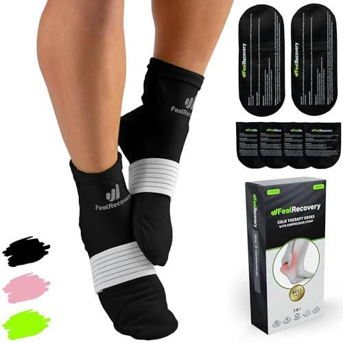 Ice Pack Socken für Fußkühler – wiederverwendbare Wärme- und Kältetherapie-Socken mit Kompressionsriemen – Kaltgel-Pack für Neuropathie, Fußschmerzen, Plantarfasziitis und Verstauchungen (S/M,