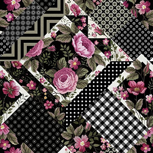 HEKO PANELS Stoff Oxford Wasserdichte Meterware Canvas-Stoff Polyester Stoff Zum Nähen Nähstoffe Möbelstoffe Dekostoffe Wasserabweisend Blickdicht Blumen Geometrisch 1 Meter 155 x 100 cm