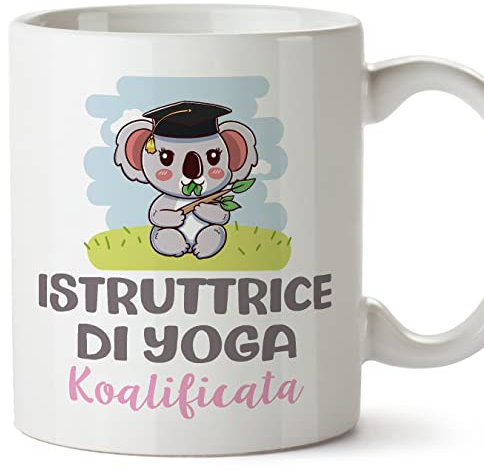 Mugffins Tazza in ceramica per ISTRUTTRICE DI YOGA donna 11 oz / 350 ml - In italiano - Koalificato/Koalificata - Idea regalo per compleanno, anniversario, natale, laurea