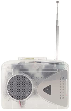 Tragbarer Kassettenspieler, Walkman FM AM Radio Stereo Tape to MP3 Converter Audio Music Player, mit 3,5 Mm Klinkenstecker und Lautsprecher (Transparent)