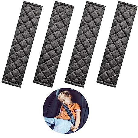 Spldsun 4 Stück Gurtpolster Auto, Gurtschoner Auto, Auto Sicherheitsgurt Schulterpolster, Dekoration für Autosicherheitsgurte, Rucksäcke, Umhängetaschen (Schwarz, 25 cm)