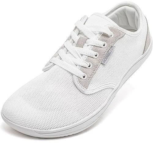 HOBIBEAR Unisex Wide Barefoot Minimalist Shoes for Men Women Outdoor Trail Walking Shoes(White, UK 12)