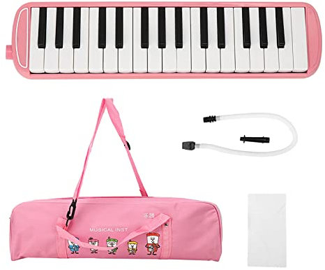 32 Tasti Melodica, Tastiera Stile Pianoforte Armonica a Bocca con Bocchino Custodia Per Il Trasporto Air Piano Keyboard Strumento Musicale Per Principianti Regalo Musicale(Rosa)