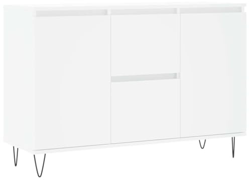 vidaXL Sideboard, Kommode mit viel Stauraum, Highboard Wohnzimmerschrank mit Eisenbeinen, Schrank Anrichte Beistellschrank, Weiß Holzwerkstoff
