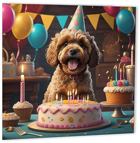 Cockapoo Geburtstagskarte mit süßem Hund, 147 x 147 mm