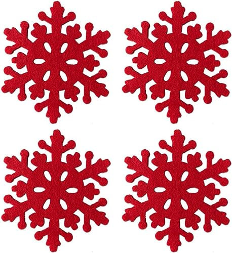 4 Stück Weihnachtsuntersetzer filz Untersetzer Platzset Tassenuntersetzer Schüsselunterlage Getränkeuntersetzer Tischuntersetzer Glasuntersetzer für Weihnachtsdekoration Tischdekoration,Schneeflocke