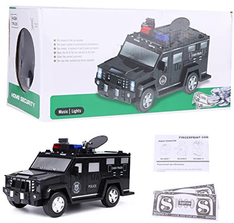 OKJHFD Cash Truck Spardose/Safe, Elektronisches Sparschwein-Codeschloss, Mit Fingerabdruck-Passwortschutz, Automatische Elektronische Münzsparbox Für Kinder Und Erwachsene(Schwarzes Batteriemodell)