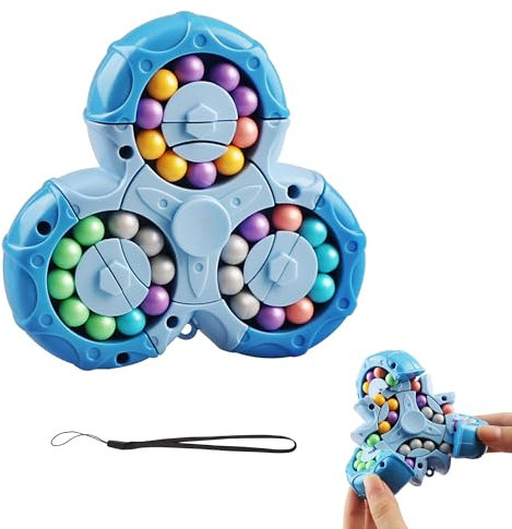 Xahpower Magic Bean Rotierender Würfel,Rotierender Fingerwürfel Spielzeug,Dekompression Puzzle Toys für Kinder,IQ Game Magic Bean,Geschenke für Erwachsene und Kinder (Blau)